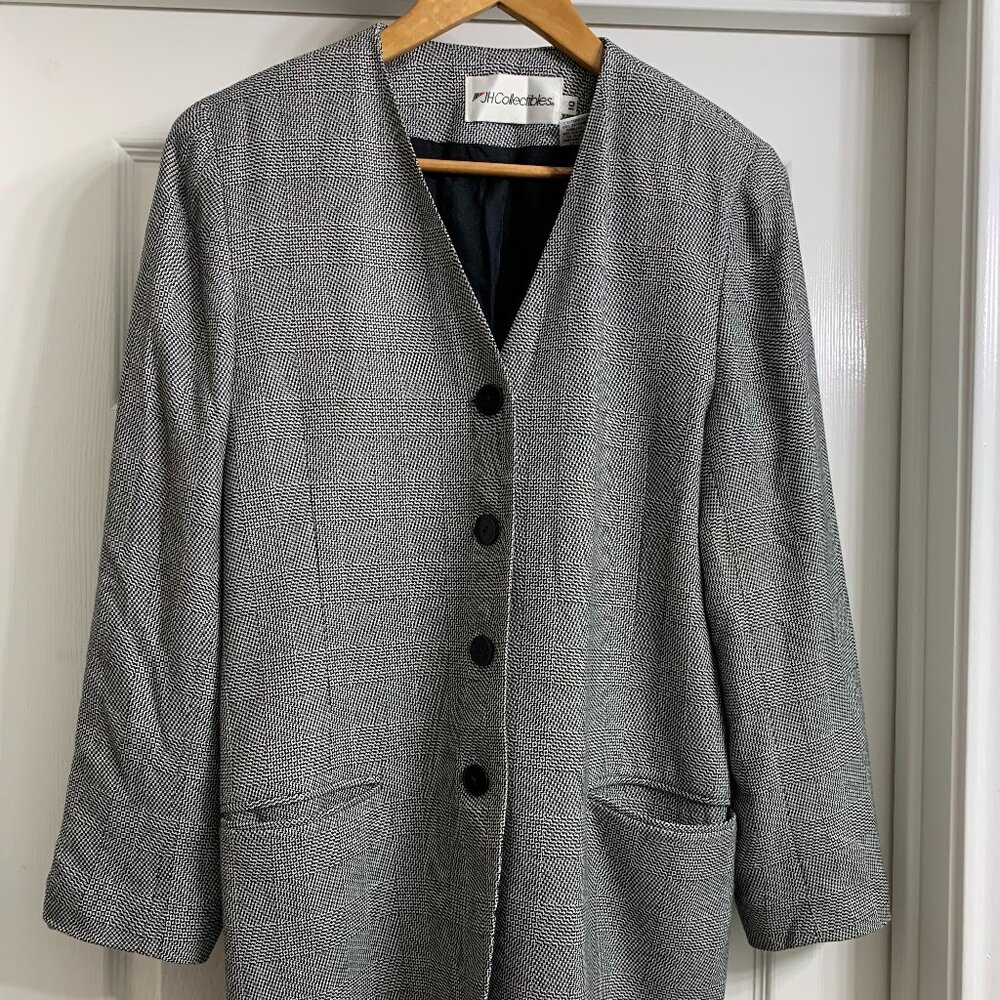 JH Collectibles Women's Gray and White Jacket, Size 10
